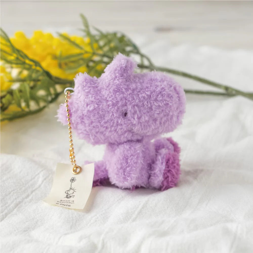 PEANUTS | Snoopy Woodstock Purple Fluffy Mascot Holder Plush Keychain Bag Charm 90x110x45 mm (Exhibition Limited)