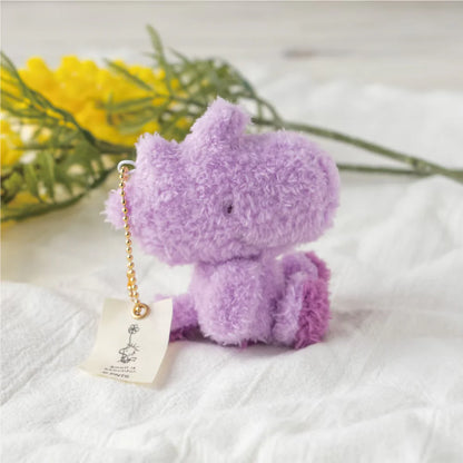 PEANUTS | Snoopy Woodstock Purple Fluffy Mascot Holder Plush Keychain Bag Charm 90x110x45 mm (Exhibition Limited)