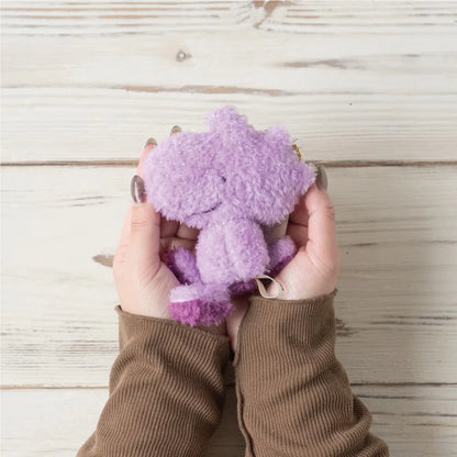 PEANUTS | Snoopy Woodstock Purple Fluffy Mascot Holder Plush Keychain Bag Charm 90x110x45 mm (Exhibition Limited)