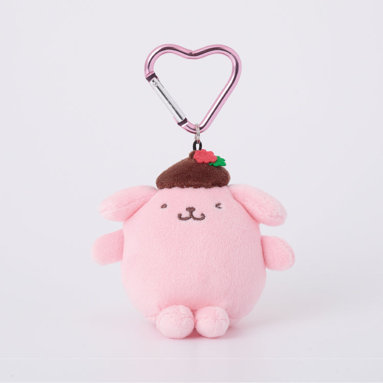 SANRIO x Kthings| Pompompurin Pom Pom Purin Mascot Holder Plush Keychain Bag Charm with Heart Carabiner 60mm Approx. (First Love Berry)
