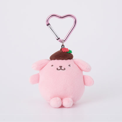 SANRIO x Kthings| Pompompurin Pom Pom Purin Mascot Holder Plush Keychain Bag Charm with Heart Carabiner 60mm Approx. (First Love Berry)