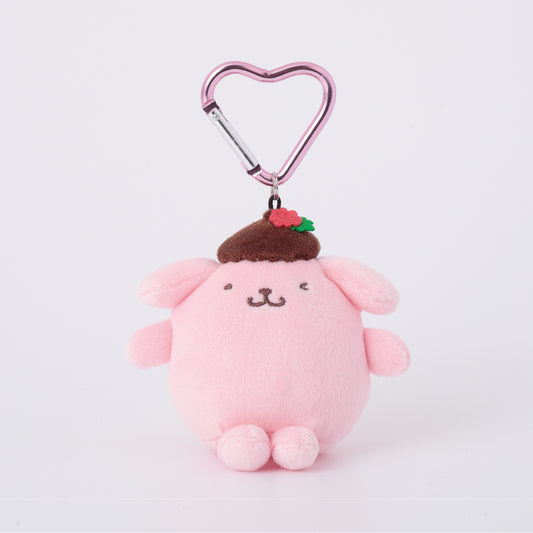 SANRIO x Kthings| Pompompurin Pom Pom Purin Mascot Holder Plush Keychain Bag Charm with Heart Carabiner 60mm Approx. (First Love Berry)