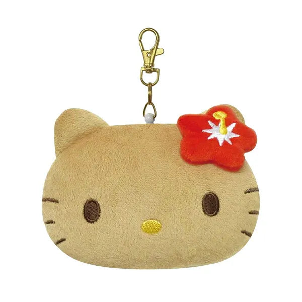 SANRIO | Hello Kitty Face-shaped Pass Case & Pouch Keychain 100×130×47mm (Y2K Tan)