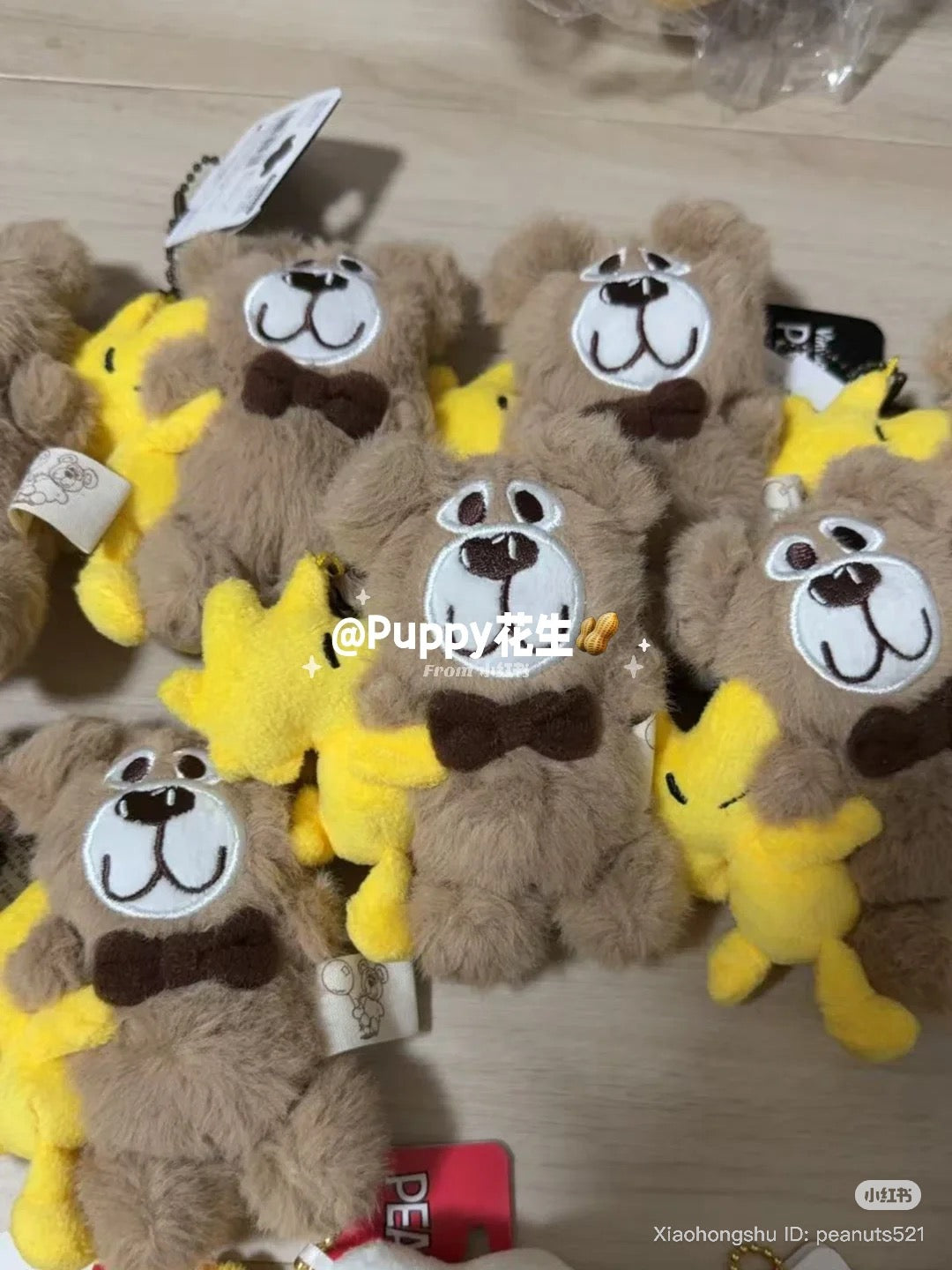 PEANUTS | Mascot Holder Plush Keychain Bag Charm 13×11×4cm (Woodstock Hug Teddy Bear)