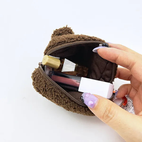 Monchhichi | Fluffy Mascot Mini Pouch with Carabiner 90×65×40mm (Monchhichi-kun Face)