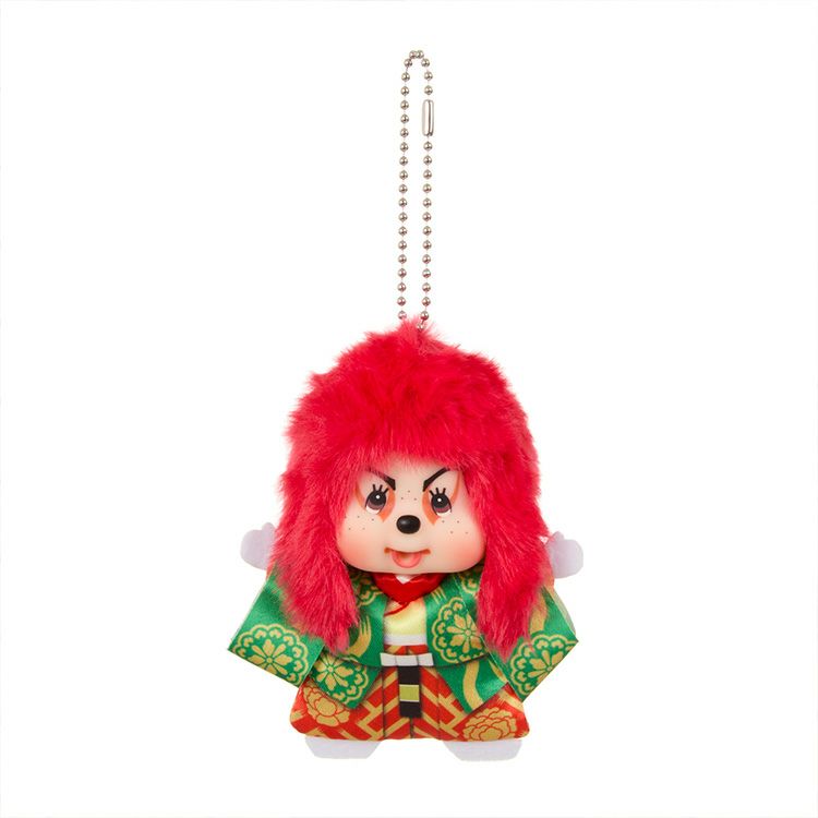 Monchhichi | Mascot Holder Plush Keychain Bag Charm H11.5×W8.5×D7.5cm (Renjishi Fujimusume)