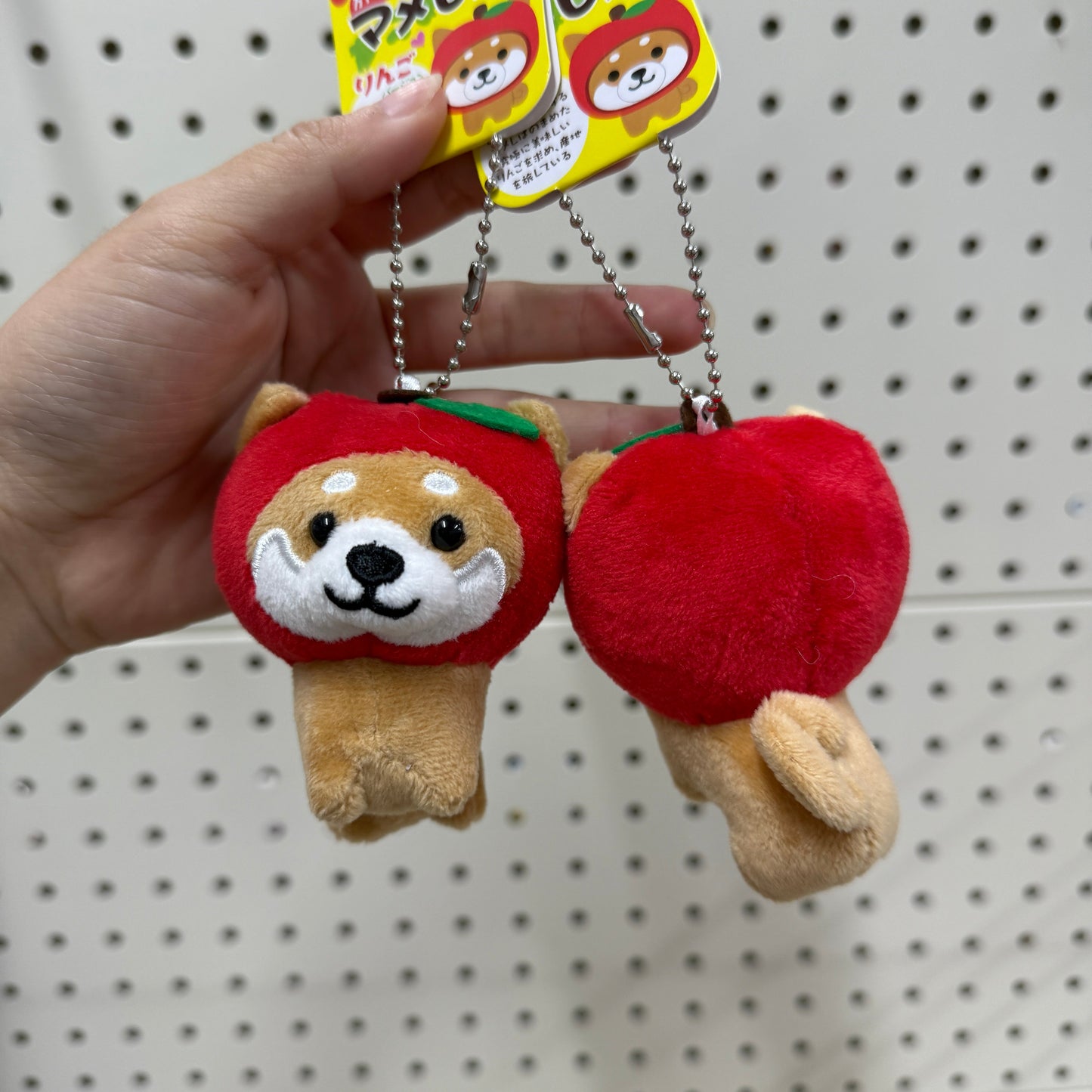 Traveling Mameshiba | Mameko Shiba Mascot Holder Keychain Keyring 7cm Approx. (Red Apple)