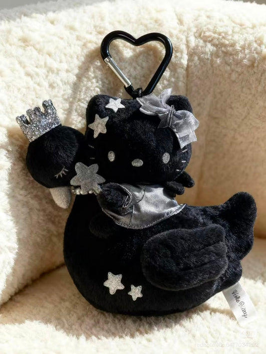 SANRIO | Hello Kitty Premium Plush Keychain with Carabiner 134×122×52mm (Black Angel)