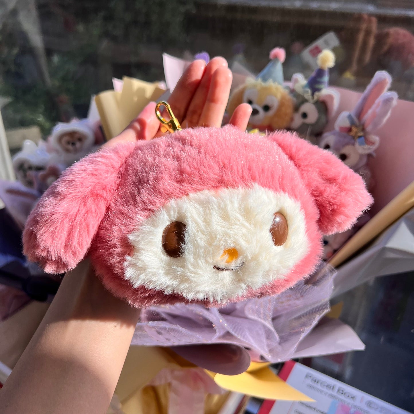 Sanrio | Fluffy Pass/Id Case 14 X 12 5Cm 日本三丽鸥 毛茸茸伸缩绳卡套/零钱包/挂件/包挂