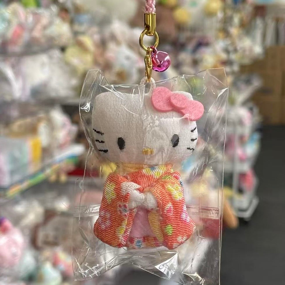 SANRIO | Hello Kitty Mini Keychain Phone Charm Orange 5cm Approx. (Kimono)
