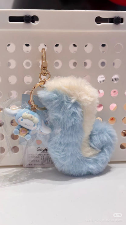 SANRIO | Cinnamoroll Dangling Fluffy Tail Flocked Mascot Keychain 55×30×30mm (Fluffy Squirrel)