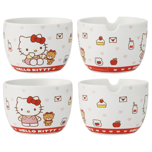 SANRIO | Hello Kitty Ceramic Bowl 600ml and Bamboo chopsticks Set 21cm (Bowl - Dishwasher Safe)