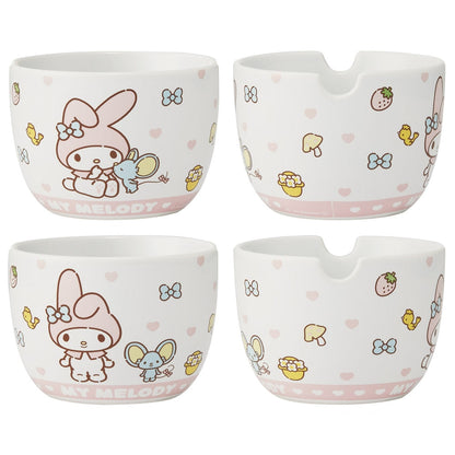 SANRIO | My Melody Ceramic Bowl 600ml and Bamboo chopsticks Set 21cm (Bowl - Dishwasher Safe)