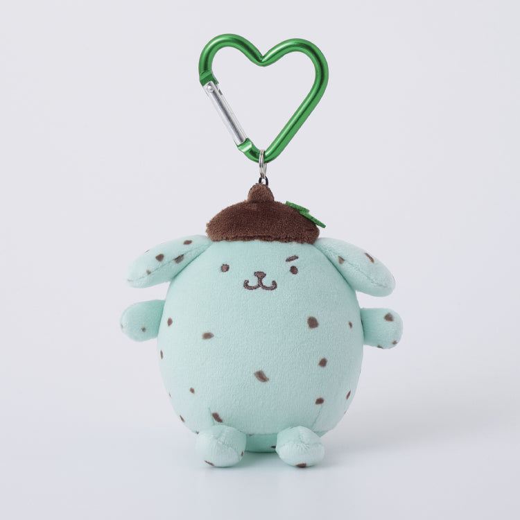 SANRIO x Kthings| Pompompurin Pom Pom Purin Mascot Holder Plush Keychain Bag Charm with Heart Carabiner 60mm Approx. (Refreshing Chocolate Mint)