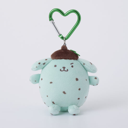 SANRIO x Kthings| Pompompurin Pom Pom Purin Mascot Holder Plush Keychain Bag Charm with Heart Carabiner 60mm Approx. (Refreshing Chocolate Mint)