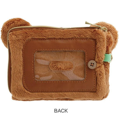 SAN-X | Rilakkuma Chairoikoguma Plush Square Pass Case Pouch Reel 100×130×20mm