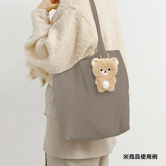 SAN-X | Rilakkuma Eco Shopping Tote Bag 300×315×80mm with Pouch Keychain 120×90×20mm (New Basic BOA Moko Moko Fluffy)