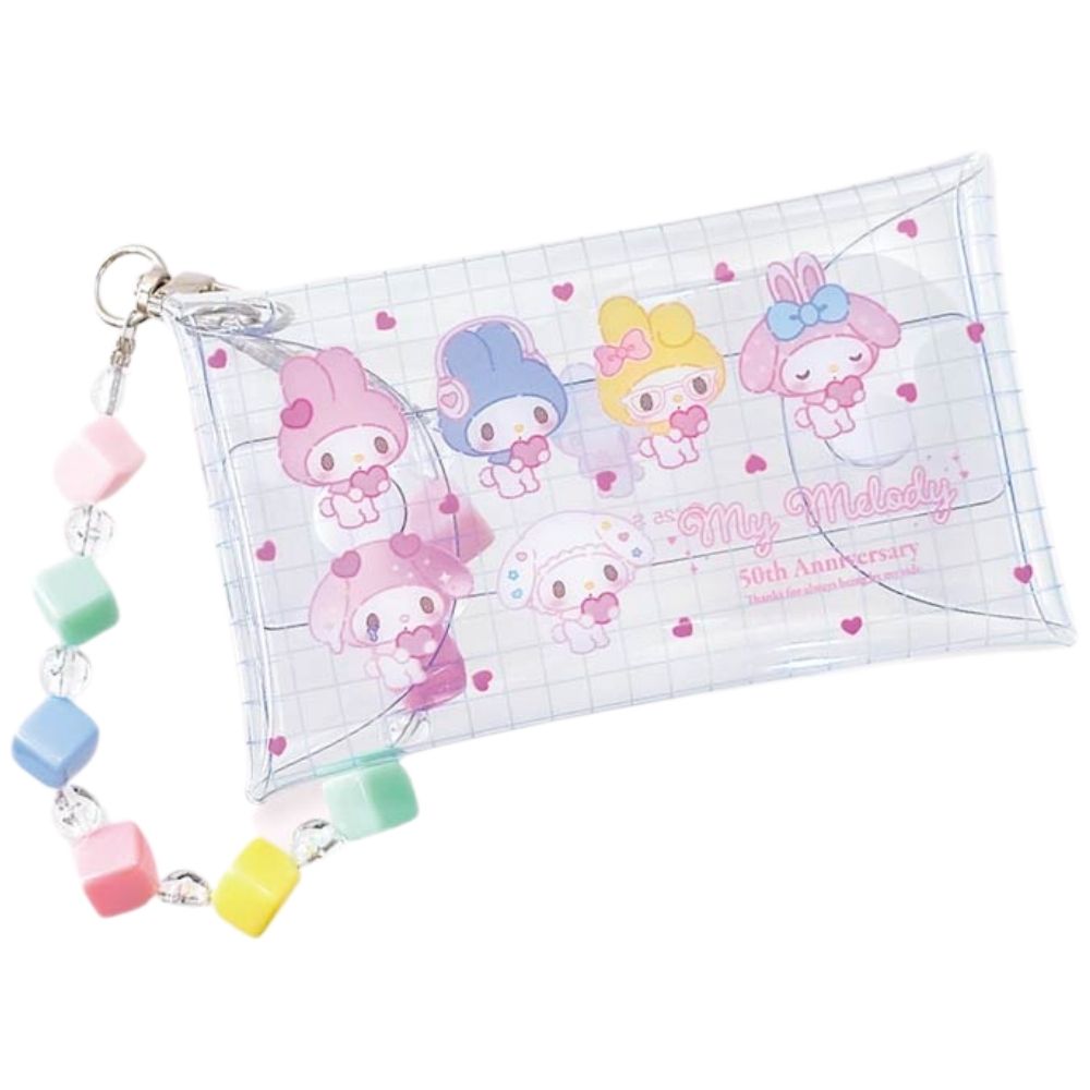 SANRIO | Clear Multi Case with Colorful Bead Chain 110×60×20mm (My Melody 50th Anniversary)