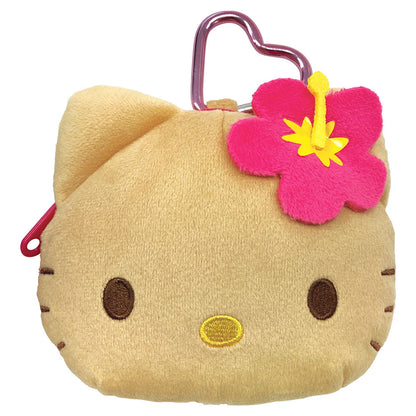 SANRIO | Hello Kitty Mini Plush Pouch with Carabiner Keychain H100×W115×D50mm (Y2K Tanned)