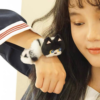 Mewji♡Cat Mascot Scrunchie Hair Tie 妙吉猫 毛茸茸大肠发圈/头绳 Bk 奶牛猫