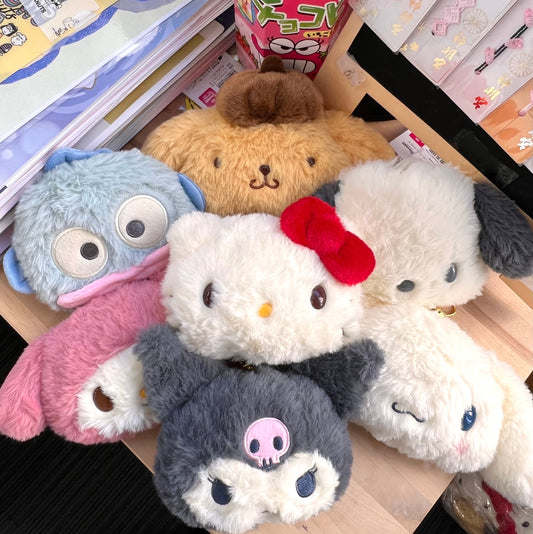 Sanrio | Fluffy Pass/Id Case 14 X 12 5Cm 日本三丽鸥 毛茸茸伸缩绳卡套/零钱包/挂件/包挂