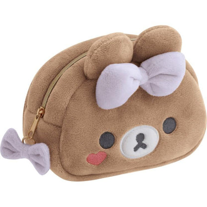 SAN-X | Chairoikoguma Plush Pouch with Mirror Face Ribbon 100×145×70mm (Makeup Rilakkuma )