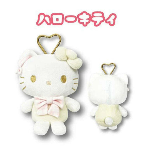 SANRIO | Hello Kitty Mini Plush Pouch with Carabiner Keychain Bag Charm 130mm Approx. (White)