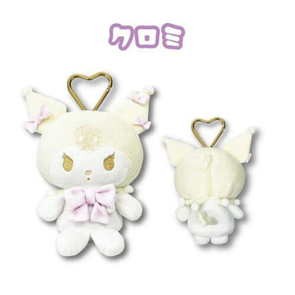 SANRIO | Kuromi Mini Plush Pouch with Carabiner Keychain Bag Charm 130mm Approx. (White)