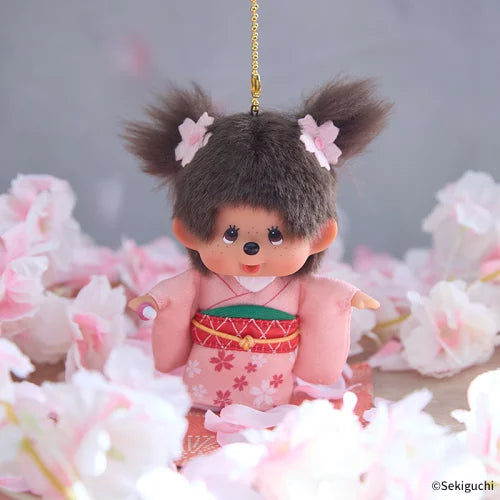 Monchhichi | Plush Keychain Bag Charm H12×W10×D5.5cm (Cherry Blossom / Sakura Kimono)