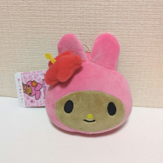 SANRIO | My Melody Plush Mirror Keychain Bag Charm 100x90x55mm (Tanned Nostalgic 90s Hibiscus)