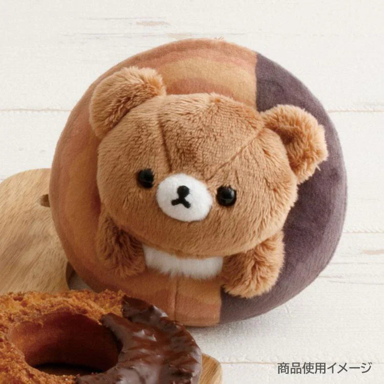 SAN-X | Rilakkuma Chairoikoguma Plush Keychain Bag Charm Hanging Plush 110×100×90mm (Mister Donut)
