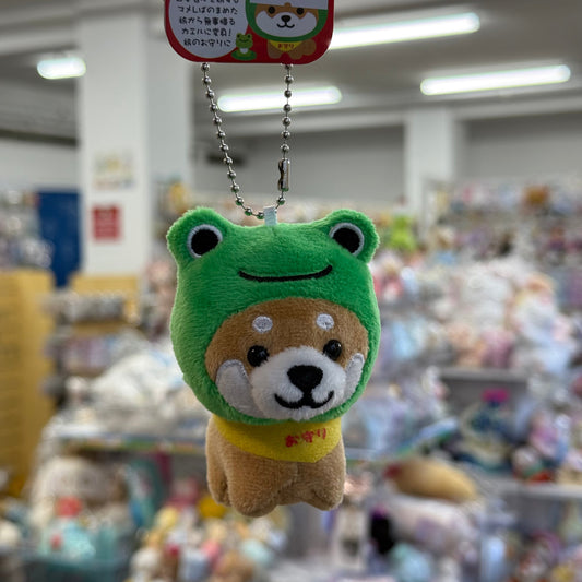 Traveling Mameshiba | Mameko Shiba Mascot Holder Keychain Keyring 7cm Approx. (Frog)