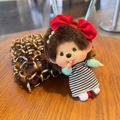 Monchhichi | Red Bow Mascot  Holder Bag Charm Keychain 130mm Approx. (Big Head)