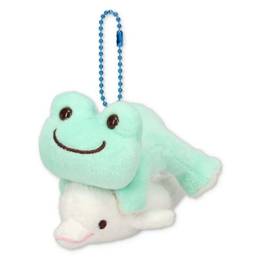 Pickles the Frog | Plush Keychain Mascot Holder H8×W8.5×D12cm (Sea Friends Dolphin)