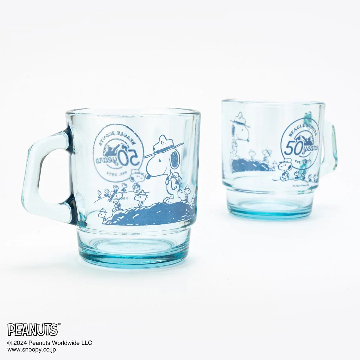 Fire King X Snoopy｜Stacking Mug Peanuts Beagle Scouts 50 Years (Sapphire Blue)