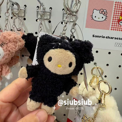 and St Me% x Sanrio Hello Kitty | Mini Mascot Holder Plush Keychain 13cm 6th Ver. (Black Kigurumi)