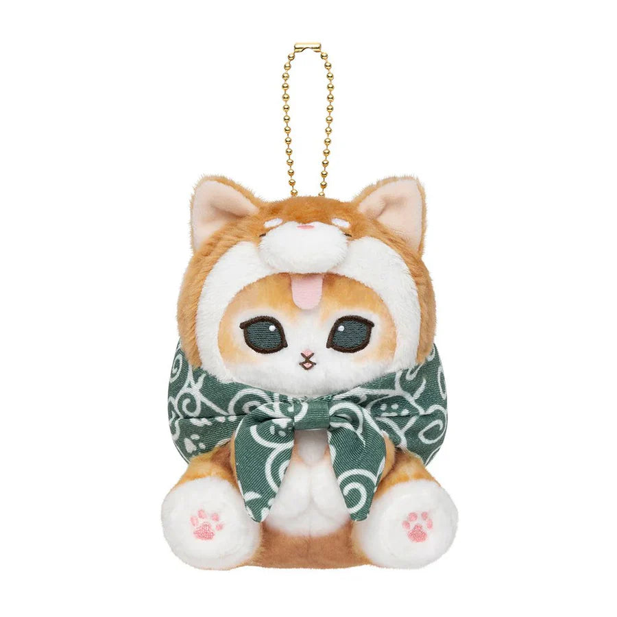 MOFUSAND | Cat Plush Keychain Bag Charm 130×94×120mm (Red Shiba Inu Nyan Furoshiki)