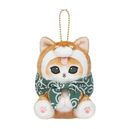 MOFUSAND | Cat Plush Keychain Bag Charm 130×94×120mm (Red Shiba Inu Nyan Furoshiki)
