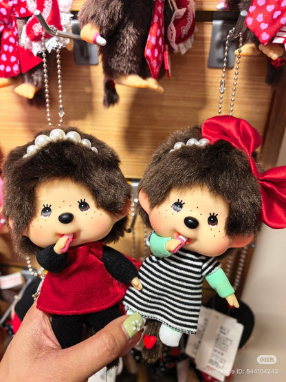 Monchhichi | Red Dress Mascot  Holder Bag Charm Keychain 130mm Approx. (Big Head)