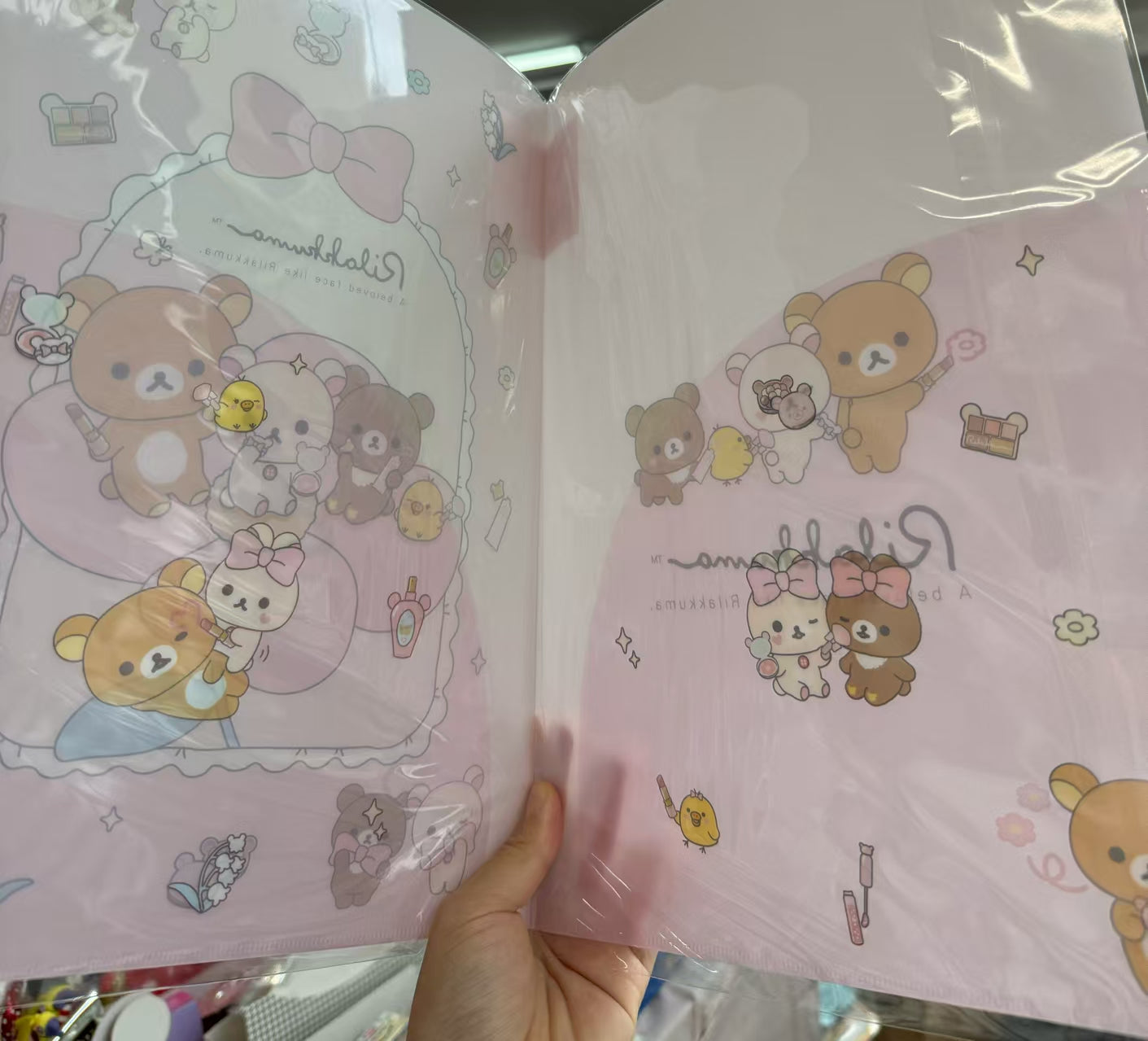 SAN-X | Rilakkuma Hardcover Double Clear Folder 310×235mm(A4) (Rilakkuma Makeup)