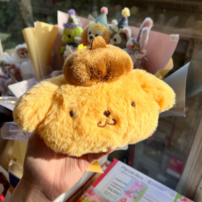 Sanrio | Fluffy Pass/Id Case 14 X 12 5Cm 日本三丽鸥 毛茸茸伸缩绳卡套/零钱包/挂件/包挂