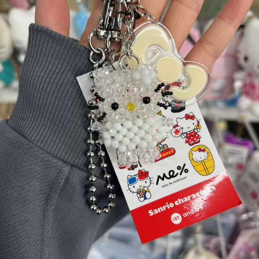 Me% x Hello Kitty | Beaded Keychains Bag Charm 14.5cm Approx. (White)