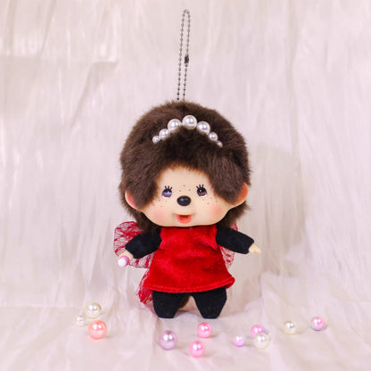 Monchhichi | Red Dress Mascot  Holder Bag Charm Keychain 130mm Approx. (Big Head)