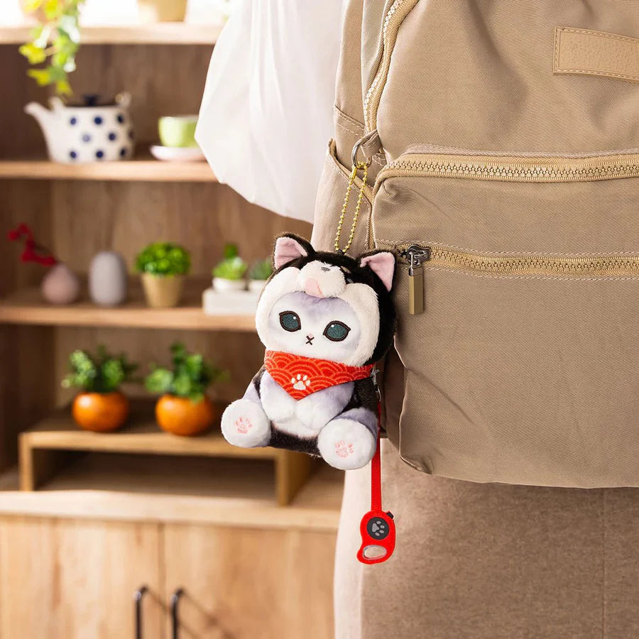 MOFUSAND | Cat Plush Keychain Bag Charm 130×94×120mm (Black Shiba Inu Nyan Bandana)