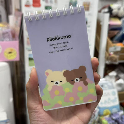 San-X | Kiiroitori & Rilakkuma Long SP Memo Ring Memo Pad - B 135×80mm (Basic Rilakkuma Flower)