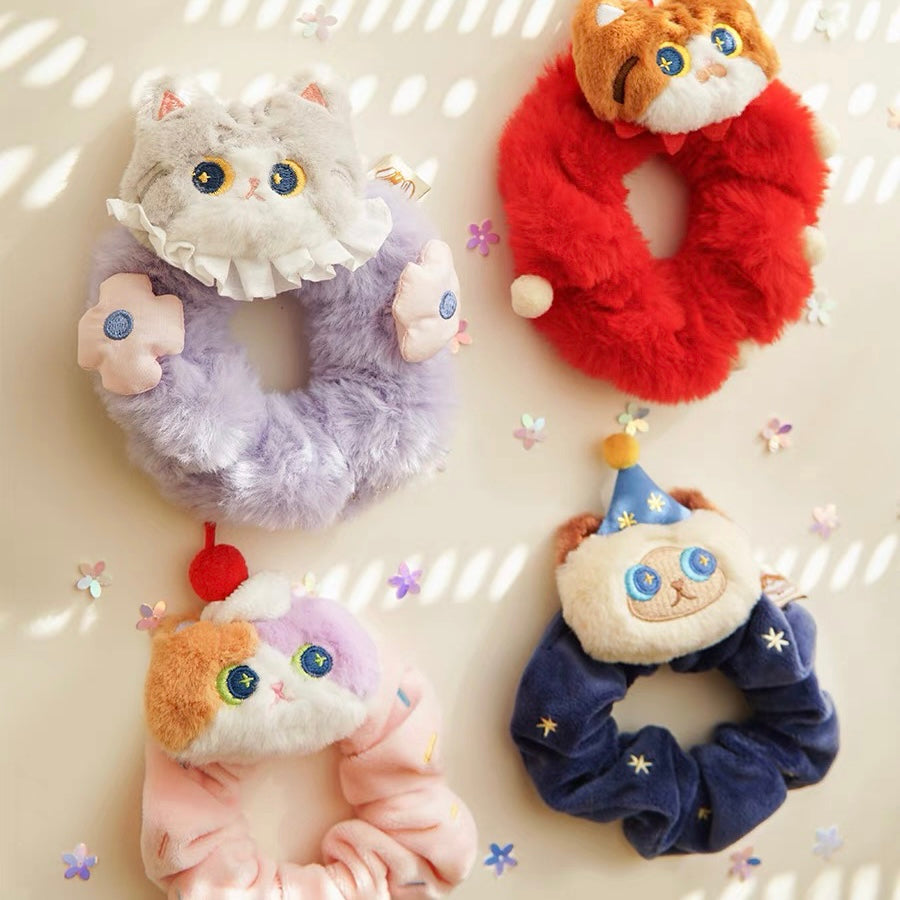 Mewji♡Cat Mascot Scrunchie Hair Tie 妙吉猫 毛茸茸大肠发圈/头绳