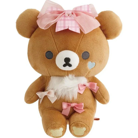 SAN-X | Chairoikoguma Plush Doll Plush Toy Ribbon Wink 180×150×105mm (Makeup Rilakkuma)