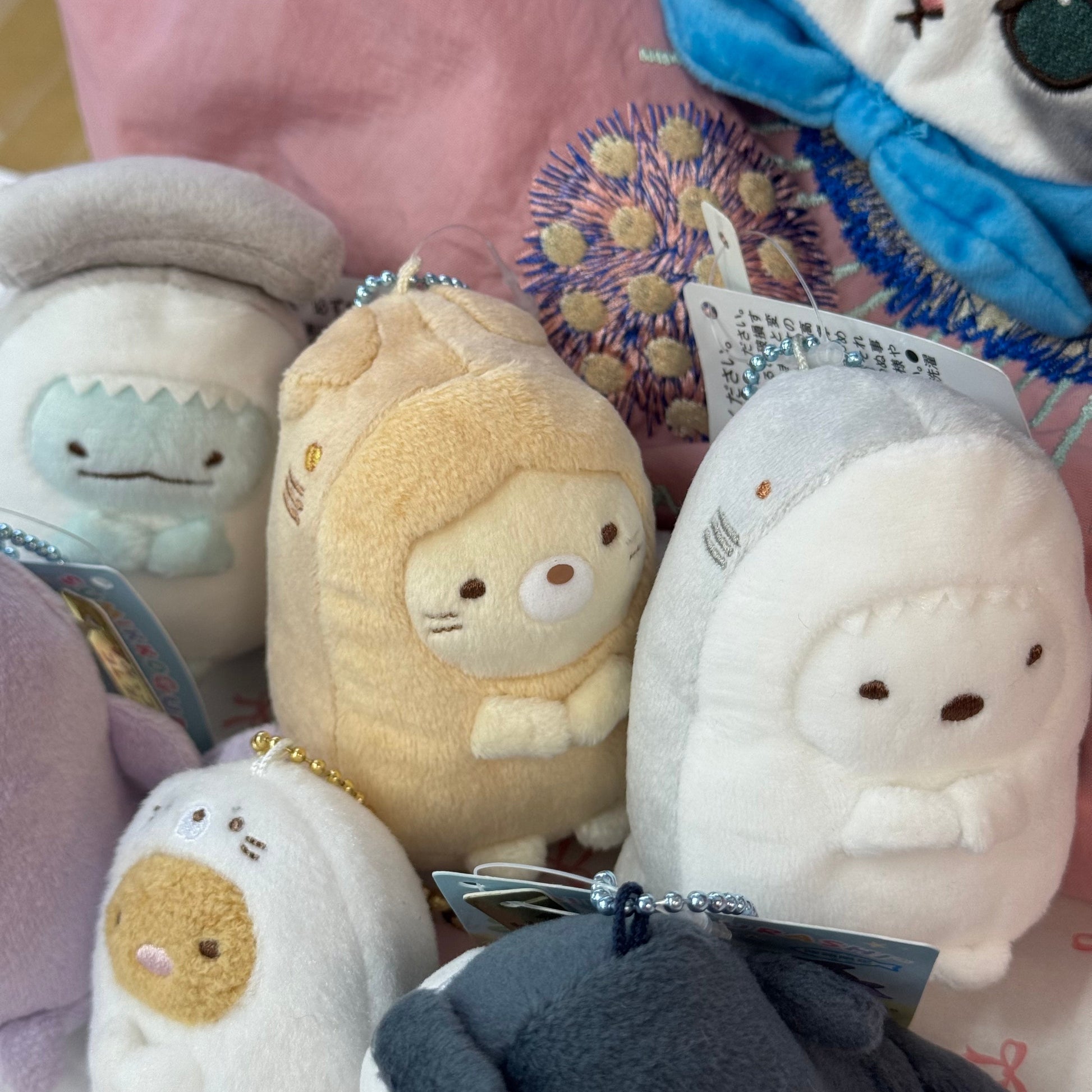 SAN-X | Sumikko Gurashi Neko Mascot Holder Ball Chain Keychain Bag Charm Plush (Aquarium Limited)