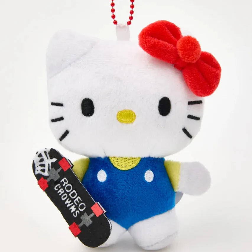 RODEO CROWNS x SANRIO | Hello Kitty Mascot Holder Plush Keychain Bag Charm 12cm Approx. (Skateboard)