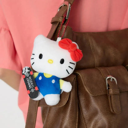 RODEO CROWNS x SANRIO | Hello Kitty Mascot Holder Plush Keychain Bag Charm 12cm Approx. (Skateboard)